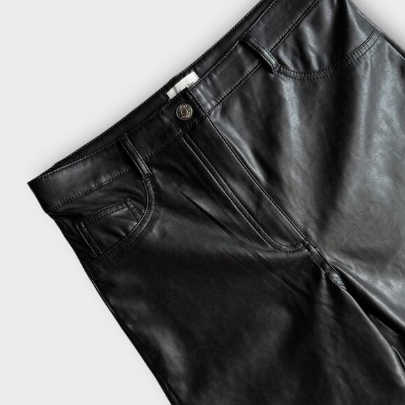 WILFRED FREE VEGAN LEATHER SKINNY PANTS BLACK MOTO WET LOOK SIZE 8 - Picture 5 of 9